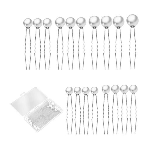 SAVITA 18 Pcs 6 Sizes Pearl Hair Pins Bridal Hair Pieces Pearl Bobby Pins for Wedding, Bride, Bridesmaid, Girls, Women ( Silver )