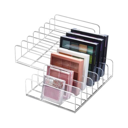 TUZAZO 2 Pack Acrylic Eyeshadow Palette Makeup Organizer - 7-Section Makeup Palette Organizer - Cosmetics Display Storage Holder for Eyeshadow Palettes Blush Contour Kits Sunglasses