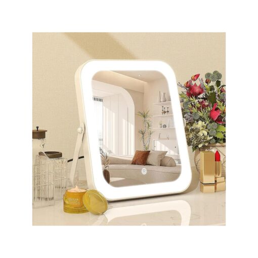 8" x10" Lighted Vanity Mirror, Makeup Mirror with Light, Dimmable Touch Screen, Portable Travel Mirror with U-Shaped Bracket, Cosmetic Mirror with Lights for Makeup Desk & Dressing Room