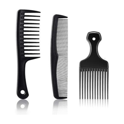 3 Pieces Wide-Tooth Comb Detangling Shower Comb Set, Wide-Tooth Comb, Pick Comb, All Purpose Comb, Anti-Static Comb Afro Hair Carbon Fiber Pick Barber Brush Tool for Beard Long Thick Curly Afro Hair