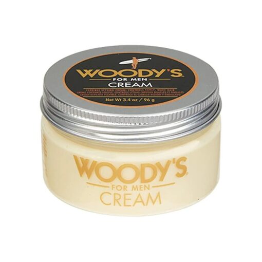 Woody 's Styling Cream for Men, Flexible Styling Cream, Controls Curly and Wavy Hair, Water-Soluble with a Healthy Shine Finish, Adds Volume and Thickness, contains Fibroin, Compact-size, 3.4 oz, 1-pc