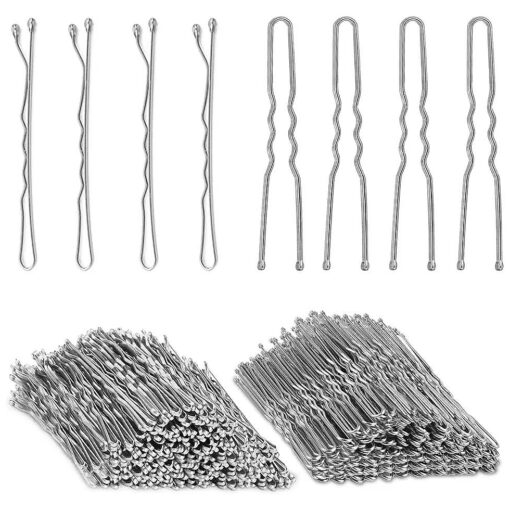 Silver Bobby Pins, AITRAI 200pcs Silver Hair Pins Kit Silver Bobby Pins for White Grey Hair and U-shaped Hair Pins Bun with Box Hair Pins for Women Girls