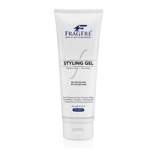 Styling Gel Fragrance Free 8 oz Medium Hold - Hair Styling Gel for Sensitive Skin - Hypoallergenic Parabens Free - Gluten Free Vegan Cruelty Free - for Men Women and Children