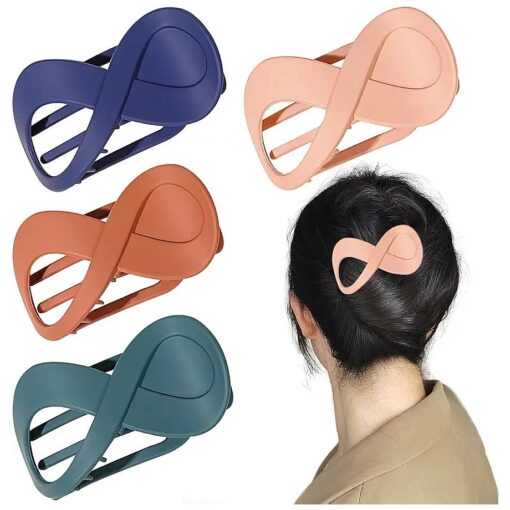 French Concord Flat Hair Clips for Women, 3.35 Inch Curved Hair Claw Clips Alligator Hair Barrettes Volume No Slip Grip Strong Hold Banana Hair Clamps Jaw Clips Styling Hair Accessories ( D )