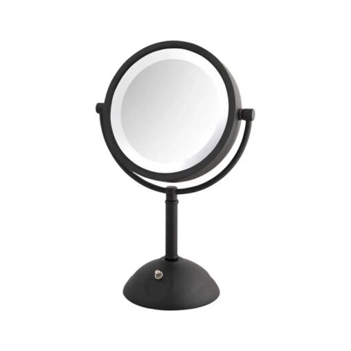 JERDON Lighted Tabletop Vanity Mirror - LED Lighted Makeup Mirror with 1X and 8X Magnification in Black - Model HL8808BKL