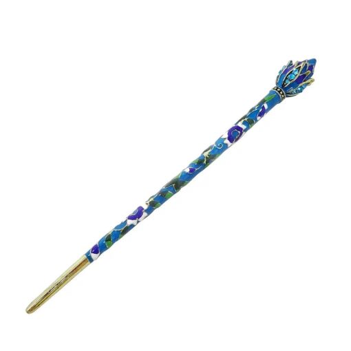 Honbay Cloisonn Vintage Hair Stick With Lotus Chinese Traditional Style Fashion Hair Chopsticks Hairpin ( Peacock Blue )