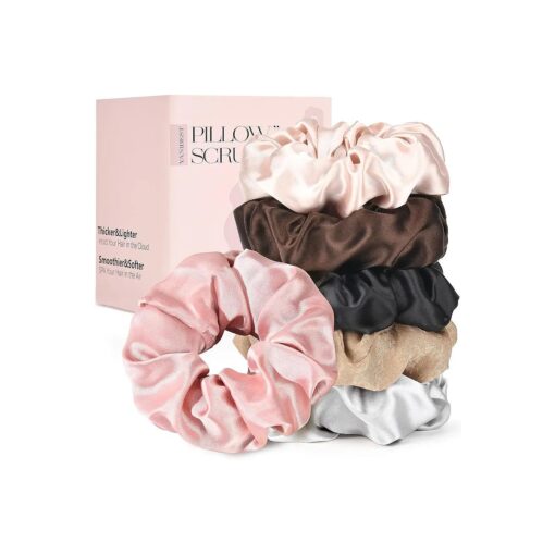 YANIBEST 6 Pack Satin Hair Scrunchies for Women - Glossy Satin Scrunchies for Hair Satin Scrunchies for Girls Holiday Gift Silk Hair Tie No Damage Cute Satin Hair Scrunchie for Styling