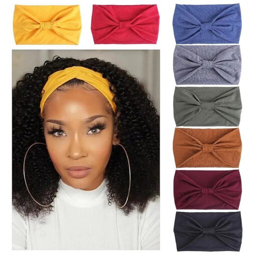 Kachanaa 8 Pack Wide Non-Slip Boho Women 's Headband - Elastic Large African Turban Headwrap Ideal for Yoga, Workouts, Running - Non-Slip Design for Women