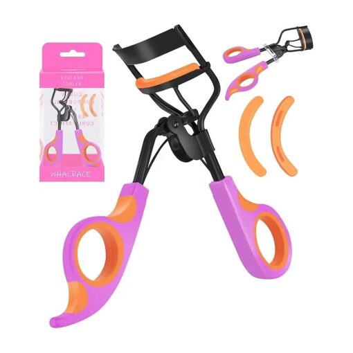 Eye Lash Curler, Premium Quality Eyelash Curlers, Come with 2PCS Extra Eyelash Curler Refills, Superior Curling Effect ( Purple-Orange Handle )