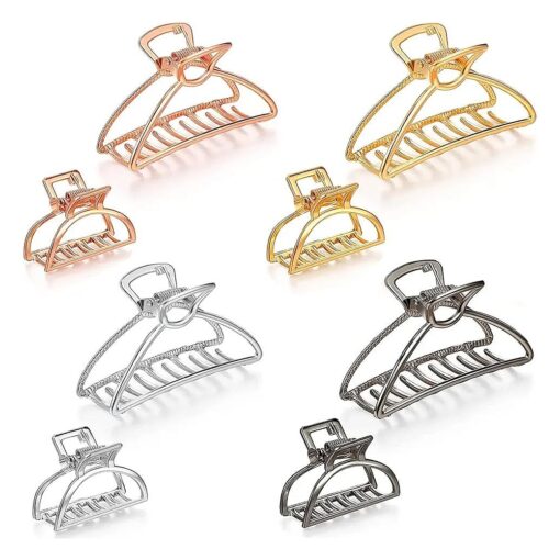 8 Pieces Metal Hair Claw Clips Set, Includes 3 Inches Large Size Hair Catch Barrette Jaw Clamp and 1.57 Inches Small Half Bun Hairpins for Women, Hair Accessories