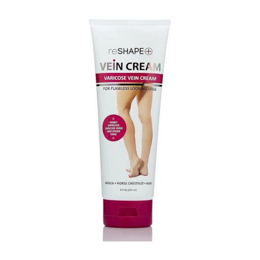 Reshape+ Varicose Vein Relief & Vein Care Cream W/Collagen, Arnica, & Horse Chestnut - Visibly Reduce Varicose Veins, Bruises, & Spider Veins, Varicose Vein Treatment Lotion For Legs & Body, 8 Fl Oz