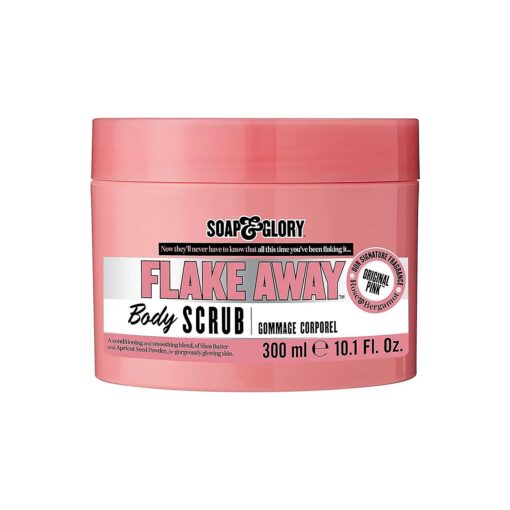 Soap & Glory Original Pink Flake Away Exfoliating Body Scrub - Smoothing & Buffing Body Scrub - Floral Scented Body Polish - Shea Butter, Sea Salt & Sweet Almond Oil Sugar Body Scrub ( 300ml )