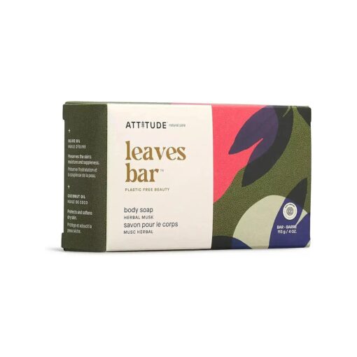 ATTITUDE Bath and Shower Body Soap Bar, EWG Verified, Plastic-free, Plant and Mineral-Based Ingredients, Vegan and Cruelty-free Personal Care Products, Peppermint and Sweet Orange, 4 Ounces