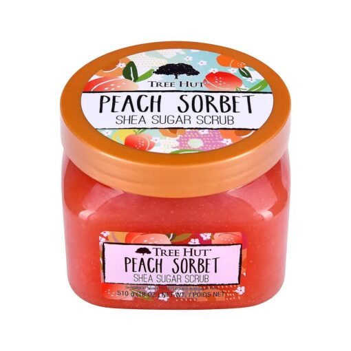 Tree Hut Peach Sorbet Shea Sugar Exfoliating & Hydrating Body Scrub, 18 oz