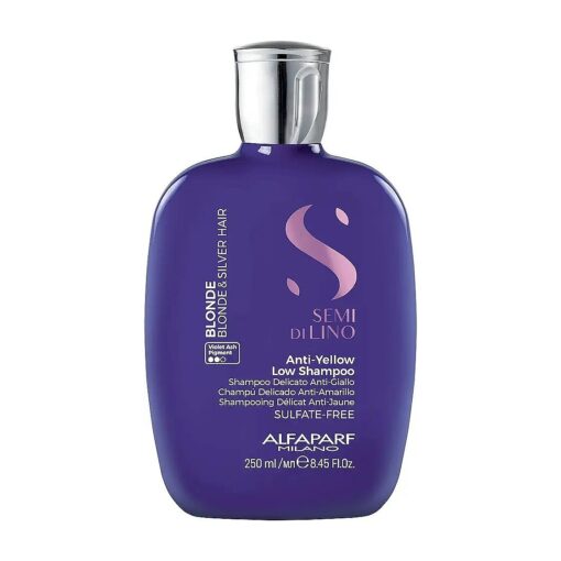 Alfaparf Milano Semi Di Lino Anti Yellow Purple Shampoo for Blonde Hair - Sulfate Free, Hydrating Shampoo for Blonde, Platinum, Silver & Gray Hair - Removes Yellow & Neutralizes Brass ( 8.45 oz/250 ml )