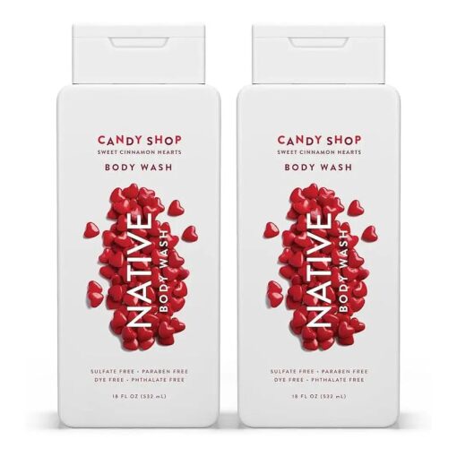 Body Wash for Men & Women, Seasonal | Sulfate Free, Paraben Free, Dye Free, with Naturally Derived Clean Ingredients Leaving Skin Soft and Hydrating, Sweet Cinnamon Hearts 18 oz - 2 Pk