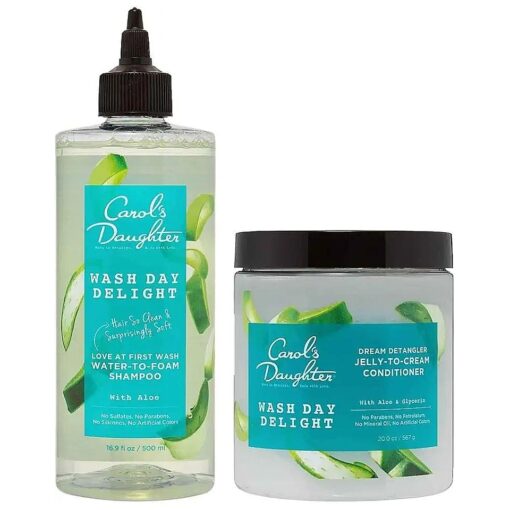 Carol 's Daughter Wash Day Delight Sulfate Free Clarifying Shampoo and Deep Conditioner Gift Set with Aloe and Micellar - Best for Curly, Natural, and Textured Hair - Detangle and Moisturize