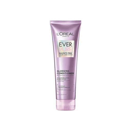 L'Oreal Paris Sulfate Free Glossing Conditioner, Intensifies Hair Shine & Smoothness, pH Balanced & Argan Oil Infused Vegan Hair Care, EverPure, 8.5 Fl Oz