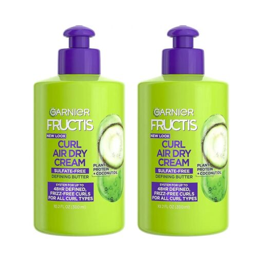 Garnier Fructis Curl Nourish Air Dry Cream, Sulfate Free Defining Butter Leave-in Conditioner, 10.2 Fl Oz, 2 Count ( Packaging May Vary )