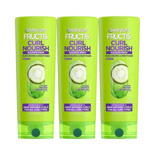 Garnier Fructis Curl Nourish Sulfate Free Moisturizing Conditioner, 12 Fl Oz, 3 Count ( Packaging May Vary )