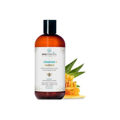 Manuka Honey Face Wash for Women and Men - Moisturizing Face Wash for Dry Skin with Organic Aloe Vera - Soothing Gentle Face Cleanser Made in USA - Sulfate Free Facial Cleanser for Dry Skin 8 oz