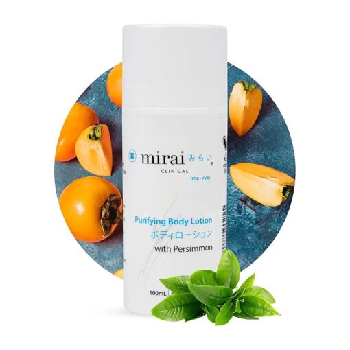 Mirai Clinical All Natural Body Lotion for Women & Men - Non-Toxic & Paraben Free All Natural Lotion - Arthritis Friendly bottle w/Persimmon Extract to Fight Nonenal Body Odor - Unscented - 100ml