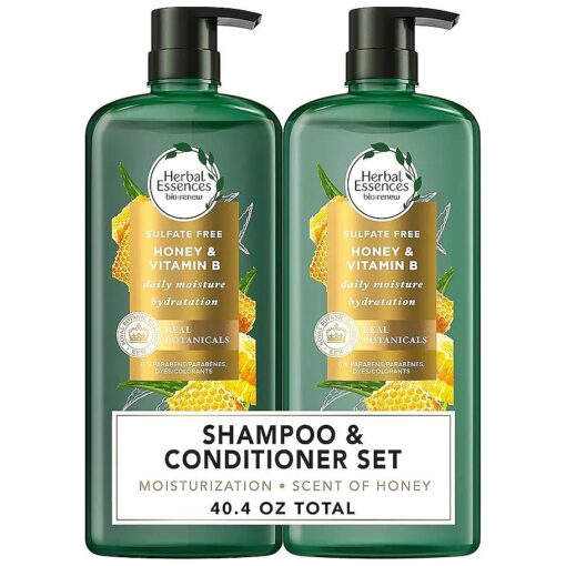 Herbal Essences Sulfate Free Shampoo and Conditioner Set, Infused with Honey and Vitamin B, Moisturizing, Safe for Color Treated Hair, Paraben & Mineral Oil-Free, bio : renew, 20.2 Fl Oz Each, 2 Pack