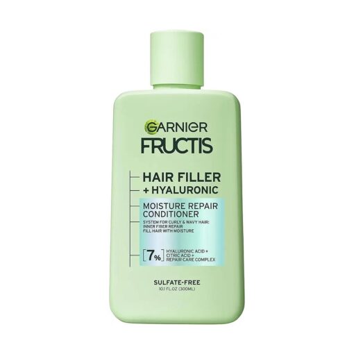 Garnier Fructis Hair Filler Moisture Repair Conditioner, Sulfate Free Conditioner for Curly, Wavy Hair with Hyaluronic Acid, 10.1 Fl Oz, 1 Count