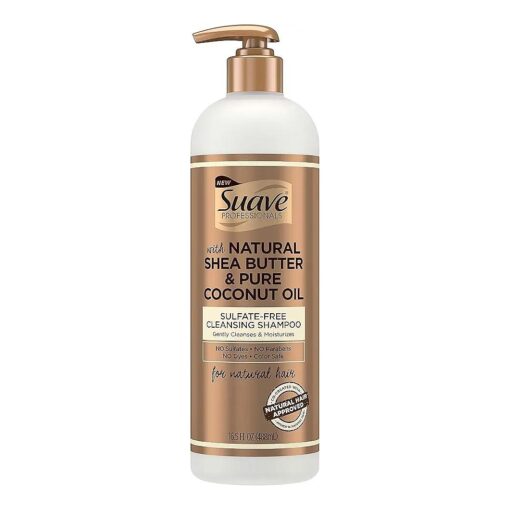 Suave Professionals Natural Shea Butter & Pure Coconut Oil Sulfate-Free Cleansing Shampoo,16.5 Fluid Ounces