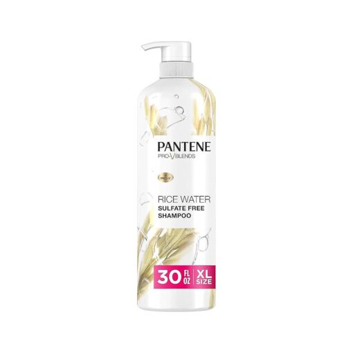 Pantene Sulfate Free Shampoo with Rice Water, Protects Natural Hair Growth, Volumizing, for Women, Nutrient Infused with Vitamin B5, Safe for Color Treated Hair, Pro-V Blends, 30.0 oz