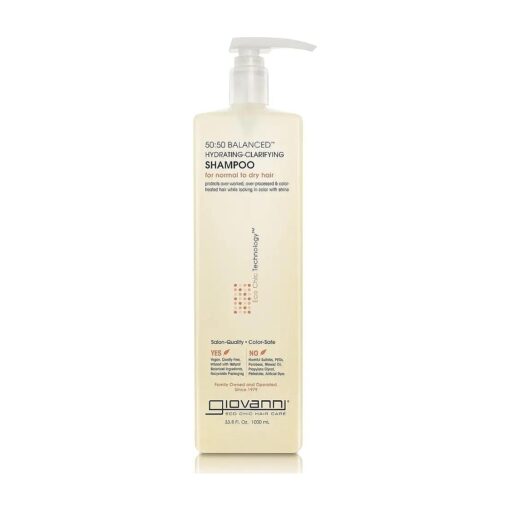 GIOVANNI 50:50 Balanced Hydrating Clarifying Shampoo, 33.8 oz, Leaves Hair pH Balanced & Clean, Ideal for Over-Processed, Stressed Hair, Can Use Daily, Sulfate Free, Paraben Free ( Pack of 1 )