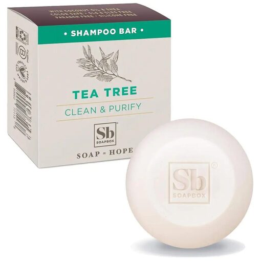 Soapbox Tea Tree Shampoo Bar, Natural, Eco Friendly Bar Shampoo for Dry Scalp | Color Safe, Sulfate Free, Paraben Free, Silicone Free, Cruelty Free, and Vegan Shampoo, 3.1oz ( Pack of 1 )