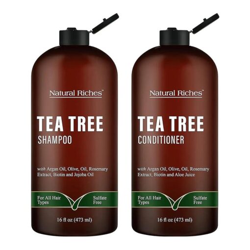 Tea Tree Shampoo and Conditioner Set By Natural RichesN With Pure Tea Tree OilN Boosts Shine, Tames Frizz, Good For Dry, Itchy Scalp, Sulfate-FreeN All-Natural Refreshing Women & Mens Shampoo Set