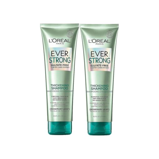 L'Oreal Paris EverStrong Thickening Sulfate Free Shampoo, Thickens + Strengthens, For Thin, Fragile Hair, with Rosemary Leaf, 2 Count ( 8.5 Fl ; Oz each ) ( Packaging May Vary )