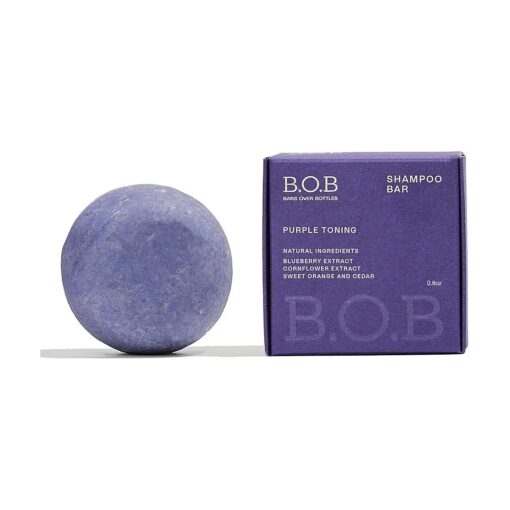 B.O.B Bars Over Bottles Purple Toning Solid Shampoo Bar for Blond, Highlighted and Grey/White Hair|Neutralizing Brassy Tones|Unwanted Yellow Undertones, Daily Use|Natural, Vegan|Plastic Free|Zero Waste