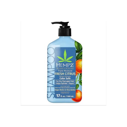 Hempz Triple Moisture Herbal Hair Shampoo - Moisturizing Gentle Shampoo to Nourish and Hydrate Hair - 17 Fl OZ