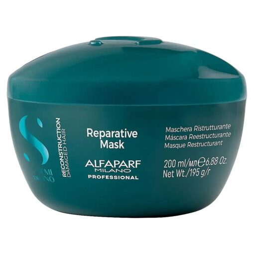 Alfaparf Milano Semi Di Lino Reconstruction Reparative Mask - Color Safe Deep Conditioning Hair Mask - Damaged Hair Repair - Paraben and Paraffin Free - Vegan Formula ( 6.88 fl, oz )