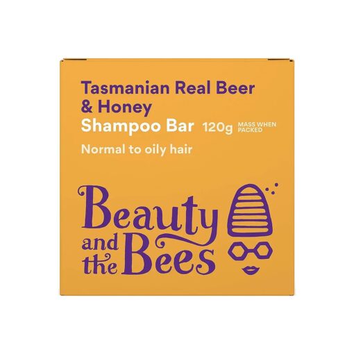 Beauty and the Bees Eco Friendly Real Beer & Honey Solid Shampoo Bar for Oily - Normal to Oily Hair | Adds Body & Shine | 100 % Natural & Organic Ingredients Sulfate Free