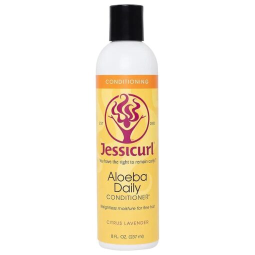 Jessicurl, Aloeba Daily Conditioner for Curly Hair, Citrus Lavender, 8 Fl oz, Leave in Conditioner and Hair Detangler for Fine Hair