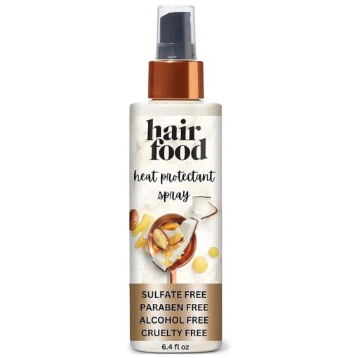 Hair Food Coconut & Argan Oil Heat Protectant Spray, Up to 450 Fahrenheit Protection, Paraben & Dye-Free, Sulfate-Free, For All Hair Types, Alcohol Free, Adds Shine, 6.4 Fl Oz