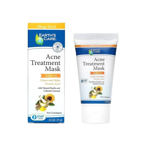 Earth 's Care Acne Treatment Mask - 5 % Sulfur Cystic Acne Treatment - Acne Medicine for Face Pimples and Blackheads ( Tube 2.5 OZ )