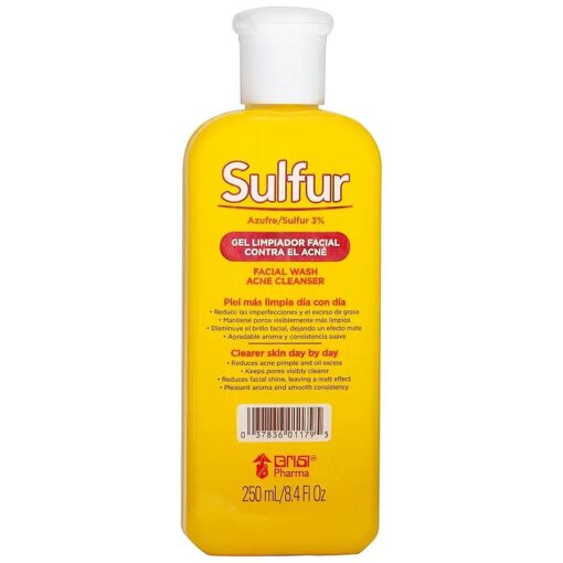 Sulfur Grisi, Facial Wash and Cleanser, Reduces Oil Excess Pimples, 8.4 Fl Oz, Bottle