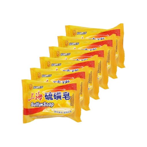 Bee & Flower Shanghai Sulfur Soap 10 % Sulfur Soap Face and Body Bar Soaps 3.4 Oz ( 6 Packs )