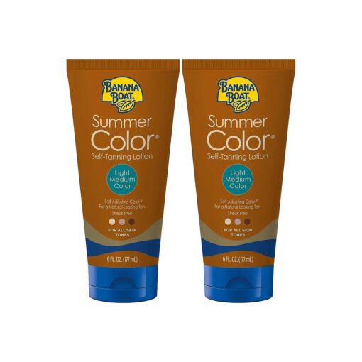 Summer Color Self Tanning Lotion | Light Medium Color for All Skin Tones, Self Tanner Lotion, Sunless Tanning Lotion, Banana Boat Self Tanner, 6oz each Twin Pack