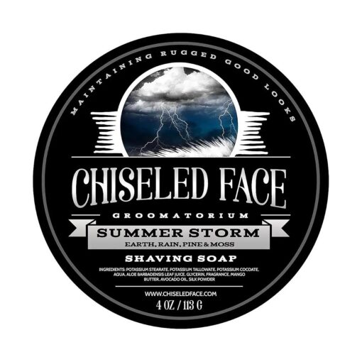 Summer Storm by Chiseled Face -- Handmade Luxury Shaving Soap -- Rich, Thick Lather -- Smooth, Comfortable Shaves -- Tallow-Based Soap -- Made in The USA