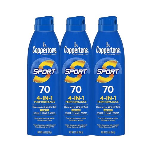 SPORT Sunscreen Spray SPF 70, Water Resistant Sunscreen, Broad Spectrum SPF 70 Sunscreen, Bulk Sunscreen Pack, 5.5 Oz Spray, Pack of 3