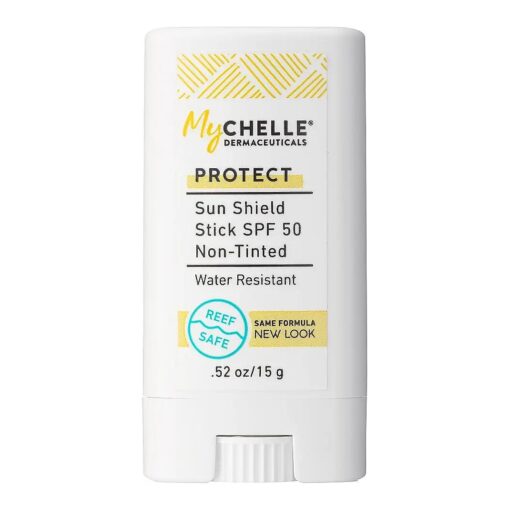 Sun Shield Stick SPF 50 Non-Tinted ( 0.52 Oz ) - Natural Zinc Sunscreen with Vitamin E Oils and Jojoba - Moisturizes Skin - Water Resistant for 80 Minutes - Sunscreen For Face