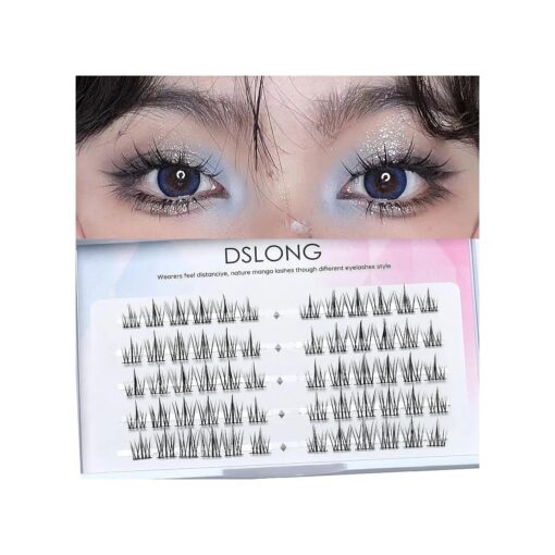 DSLONG Manga Lashes Natural Look Individual Lash Wispy Silky Anime Eyelashes Cluster Japanese Cosplay False Eyelashes Reusable, Look Like Extensions DIY At Home ( Sunflower )