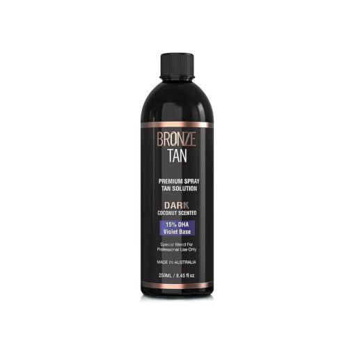 Bronze Tan Spray Tan Solution Professional Tanning Solution for Spray Tan Machine - Coconut Scented Sunless Tanning Solution Dark for Airbrush Tan ( 250ml / 8.45fl oz )