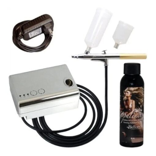 Brand Complete Professional Sunless Tanning Airbrush System That Includes Our Premium Belloccio Airbrush, Compressor & Hose and a 4 Ounce Bottle of `` Opulence" By Belloccio, the Finest Tanning Solution Available Today That Works on All Skin Types .